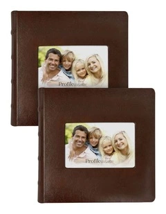 Prestige Leather Photo Album 200 Capacity 2 Pack in Coffee Brown