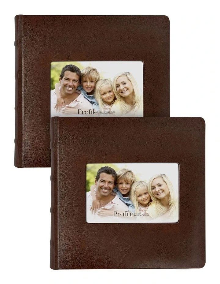 Prestige Leather Photo Album 200 Capacity in Coffee Brown - 2 Pack Bundle image 1