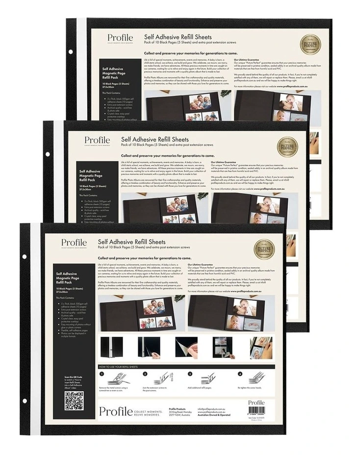 Self-Adhesive Refill Pack 375x300 3 Pack in Black image 1