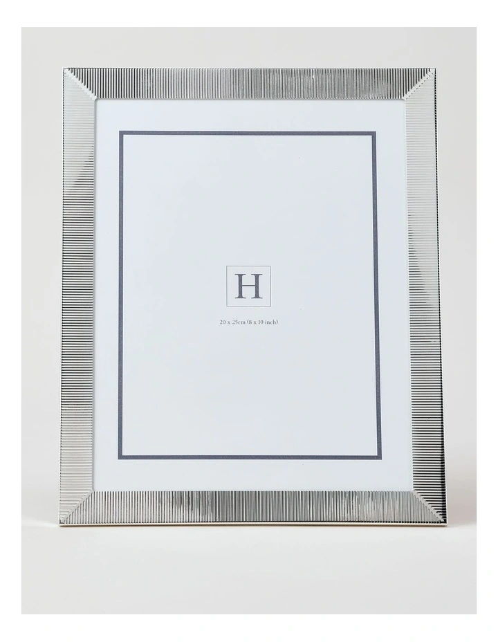 Grace Fine Ribbed Metal Photo Frame 20x25cm in Silver image 1