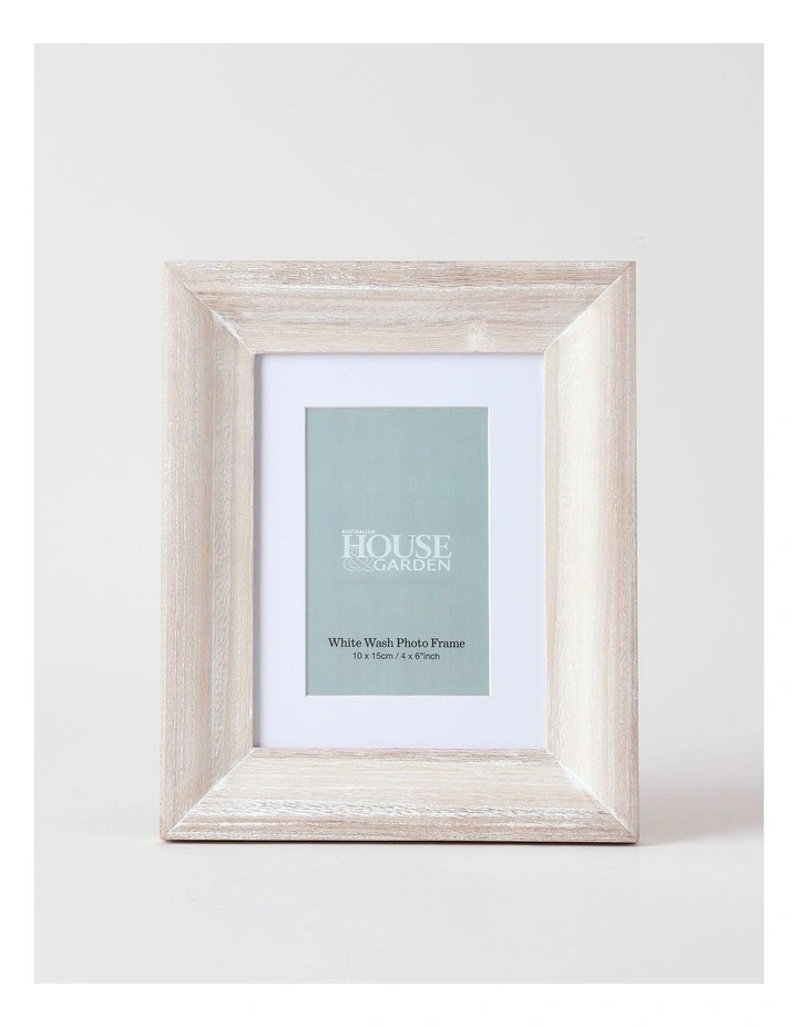 White Wash Timber Photo Frame 10x15cm in White image 1