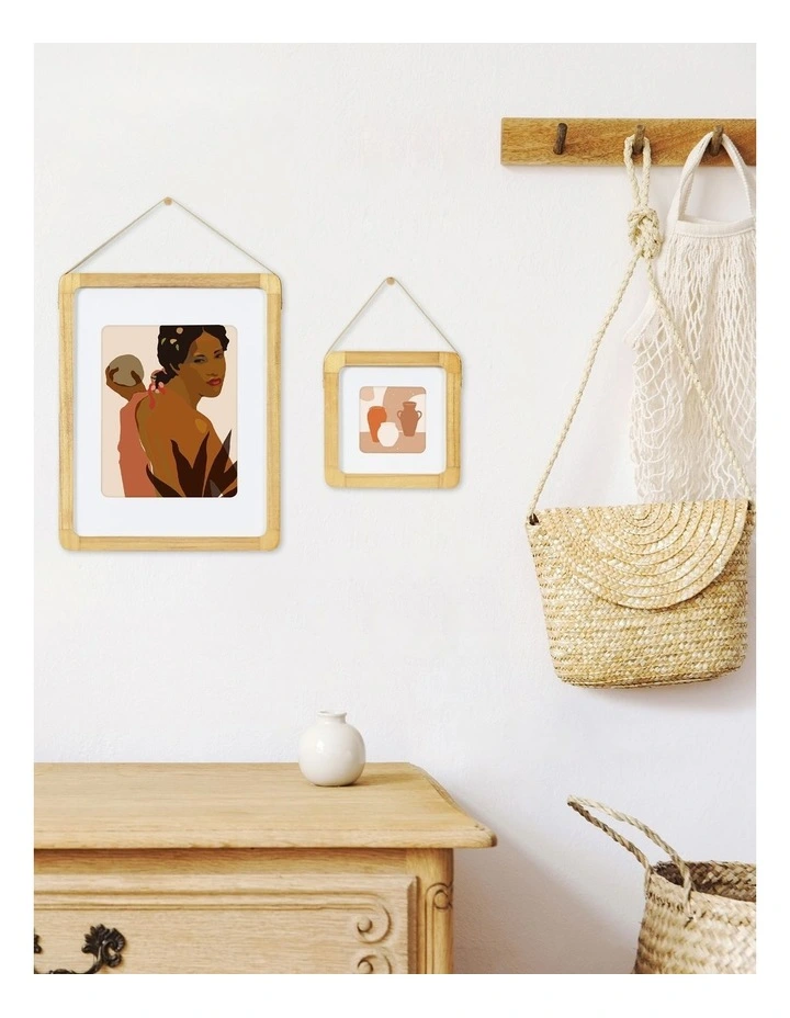 Hanging Wood Photo Frame 6x6 Matted to 4x4 in Natural image 2
