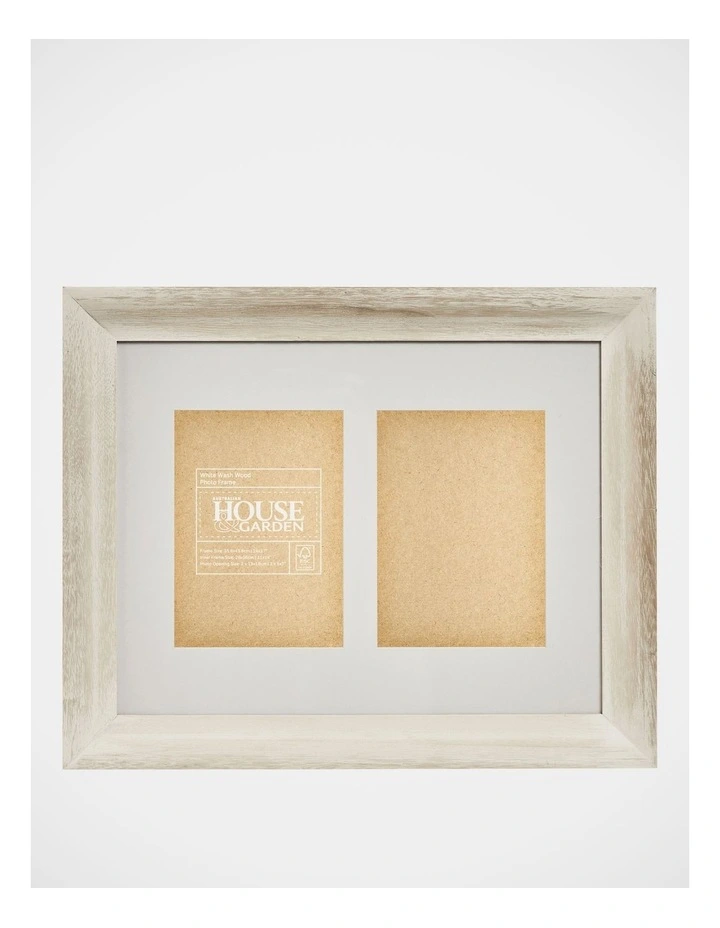 Wood Photo Frame 11x14 Matted to 2x5x7  in White Wash image 1