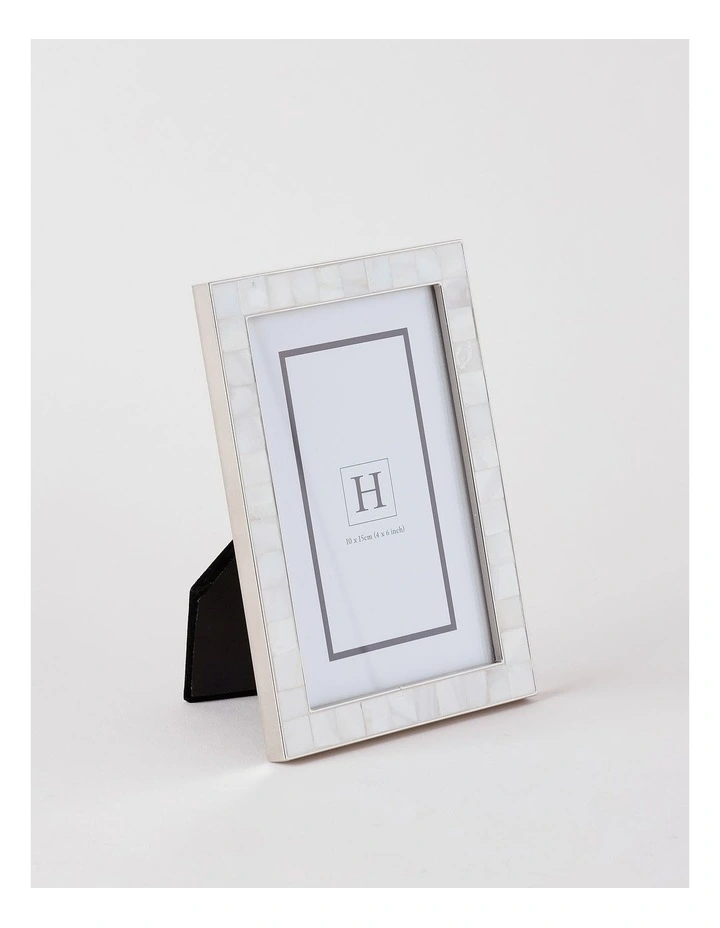 Mother of Pearl 10x15cm Shiny Metal Photo Frame Silver image 2