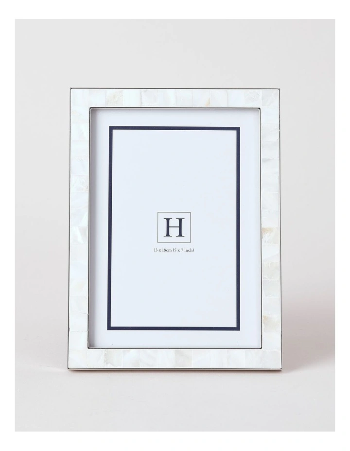 Mother of Pearl 13x18cm Shiny Metal Photo Frame Silver image 1