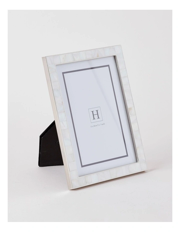 Mother of Pearl 13x18cm Shiny Metal Photo Frame Silver image 2