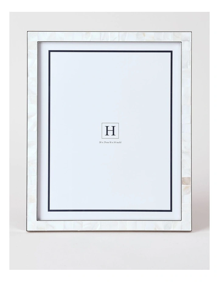 Mother of Pearl 20x25cm Shiny Metal Photo Frame Silver image 1