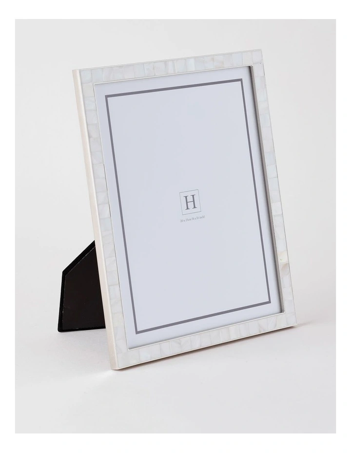 Mother of Pearl 20x25cm Shiny Metal Photo Frame Silver image 2