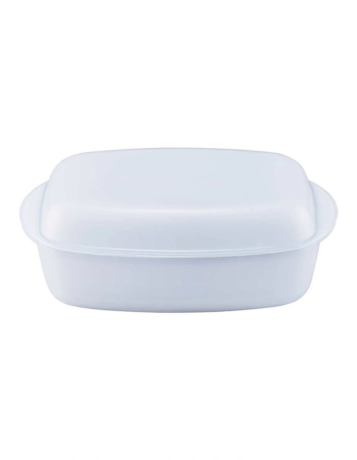 Glass Ceramia Ovenware Covered Oval Casserole in White image 1