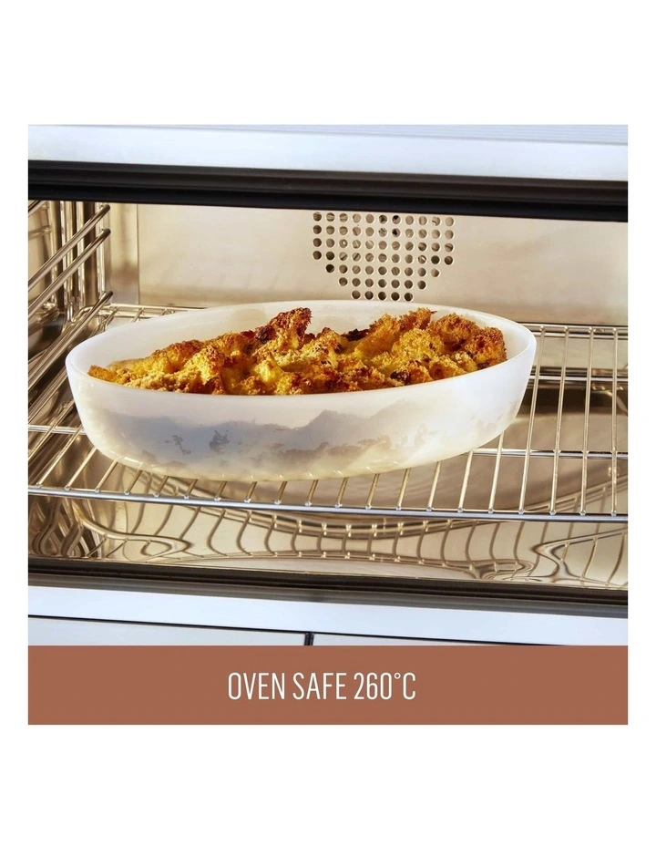 Glass Ceramia Ovenware Covered Oval Casserole in White image 6
