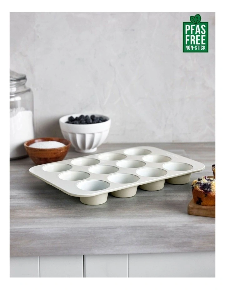 Reserve 12 Cup Muffin Pan PFAS-free ceramic non-stick in Cream White image 2