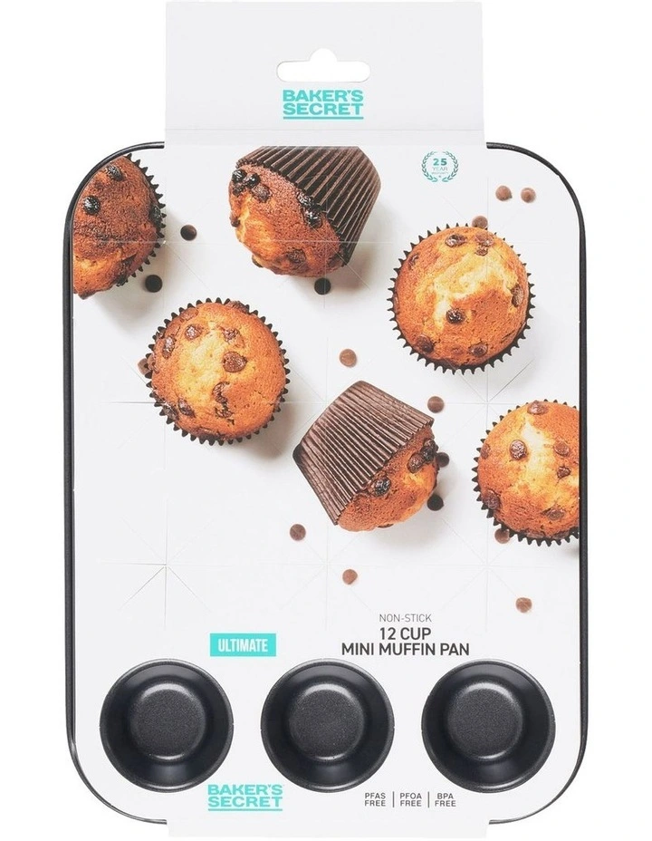 Ultimate Non-Stick 12 Cup Mini Muffin Pan 25.6x19.7cm in Black image 4