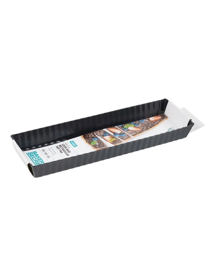 Ultimate Non-Stick Loose Base Rectangular Tart Quiche Pan 35x11cm in Black image 4