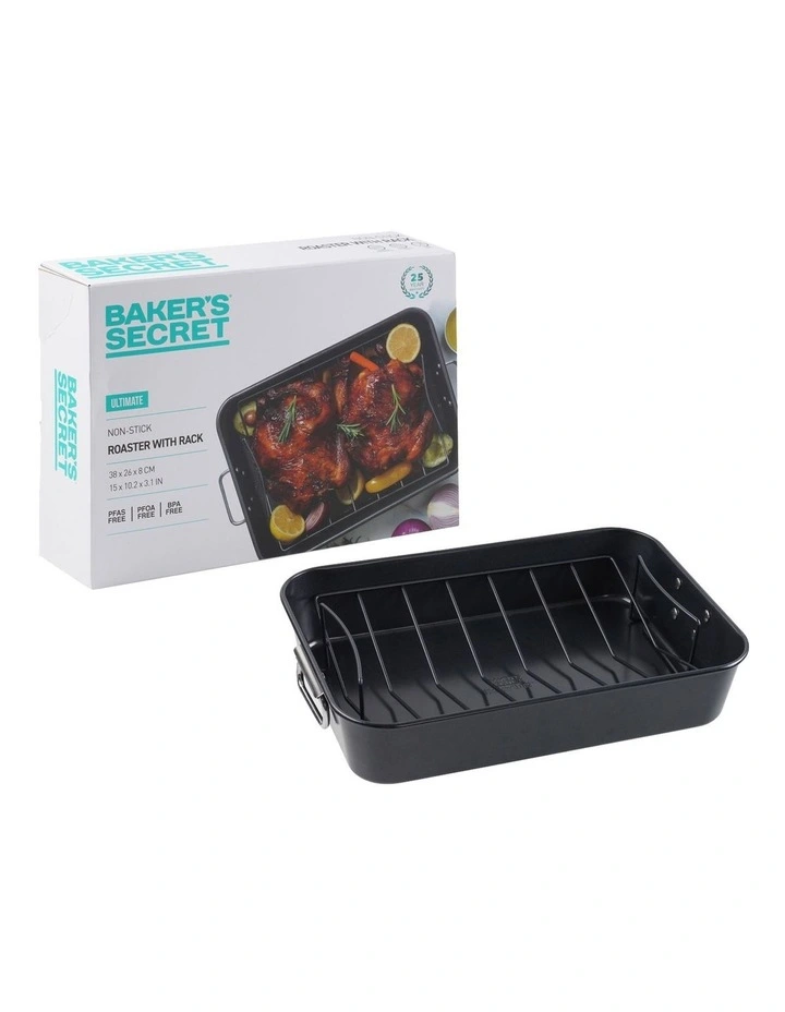 Ultimate Non-Stick Roaster With Rack 38x26cm in Black image 2