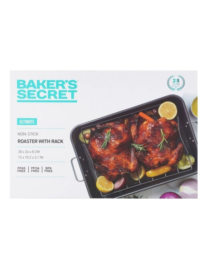 Ultimate Non-Stick Roaster With Rack 38x26cm in Black image 3