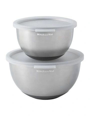 Mixing Bowls With Lids Set 2 in Silver