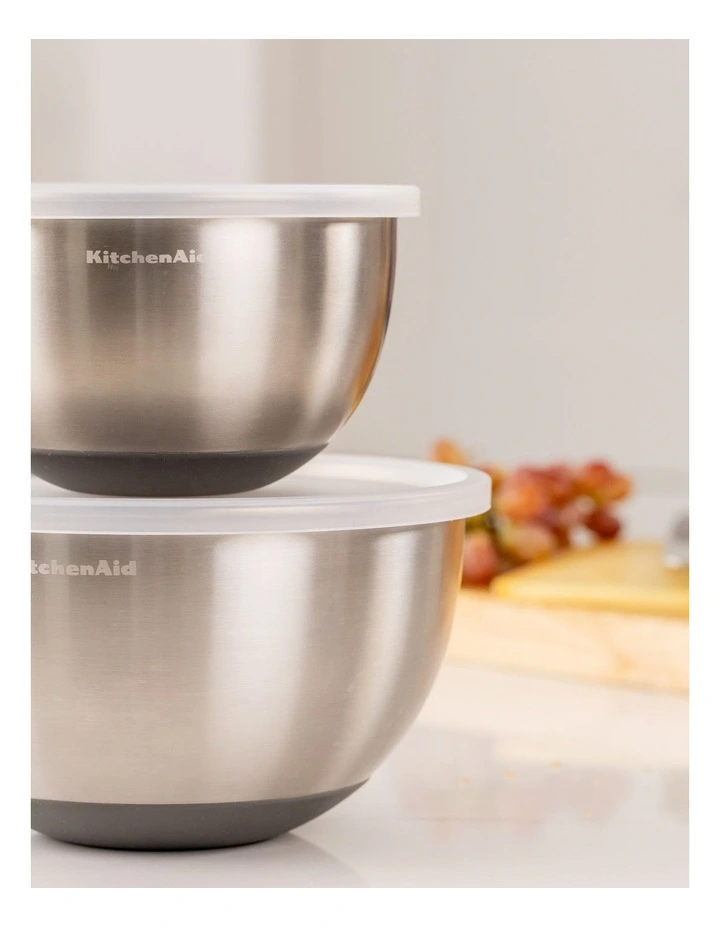 Mixing Bowls With Lids Set 2 in Silver image 2