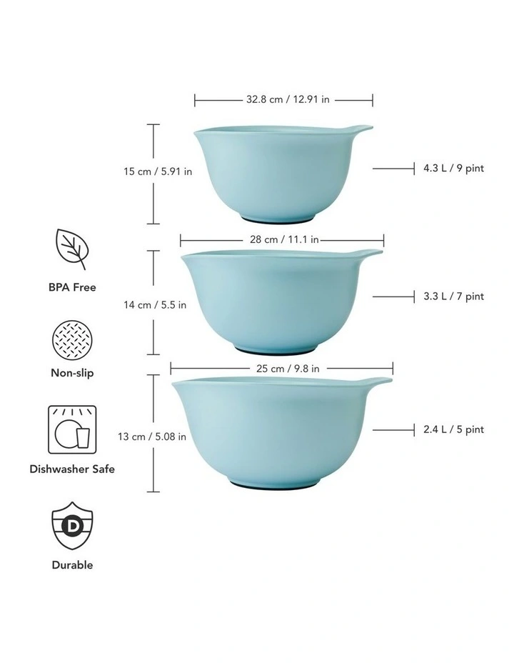 3pc Nesting Mixing Bowl Set Mineral Water image 3