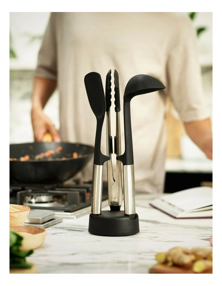 Elevate Fusion 3 Piece Silicone Set With Stand in Stainless Steel image 5