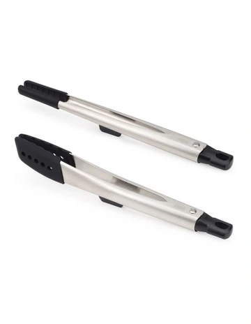Elevate Fusion 2 Piece Silicone Tong Set in Stainless Steel