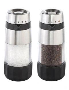 Accent Mess-Free Salt & Pepper Grinder Set in Silver/Black
