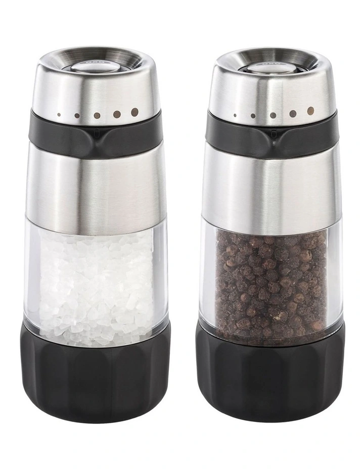 Accent Mess-Free Salt & Pepper Grinder Set in Silver/Black image 1