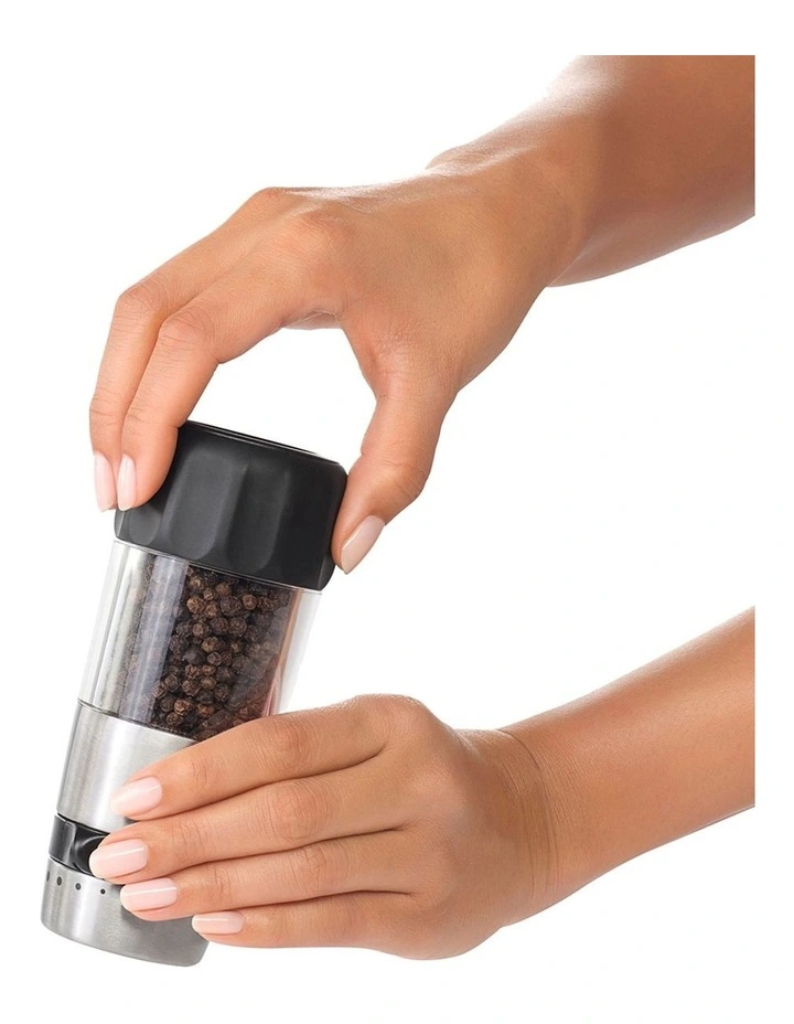 Accent Mess-Free Salt & Pepper Grinder Set in Silver/Black image 2