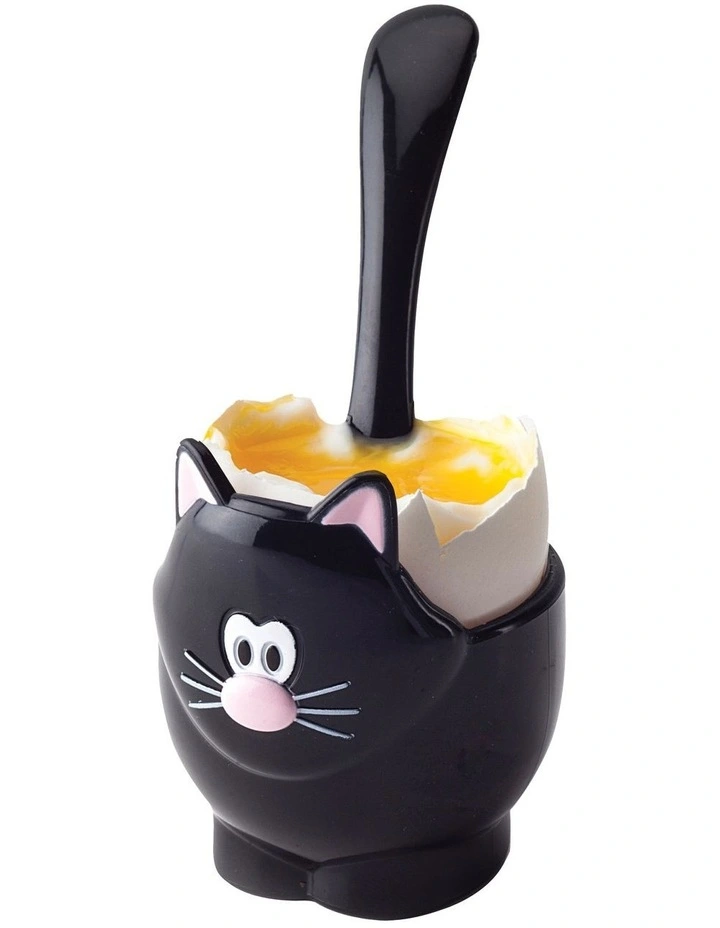Meow Egg Cup and Spoon in White image 2