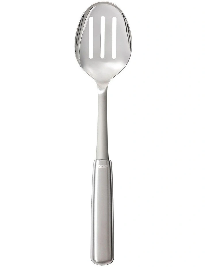 Steel Slotted Cooking Spoon in Silver image 1