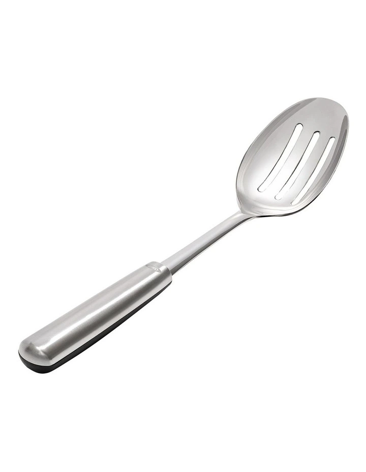 Steel Slotted Cooking Spoon in Silver image 2
