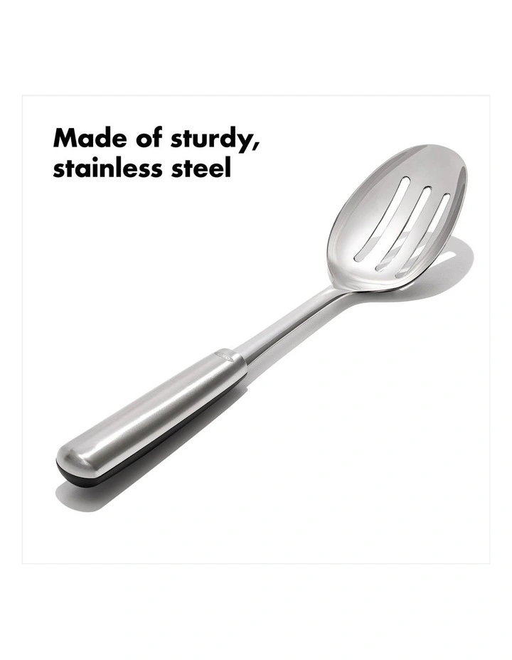 Steel Slotted Cooking Spoon in Silver image 4