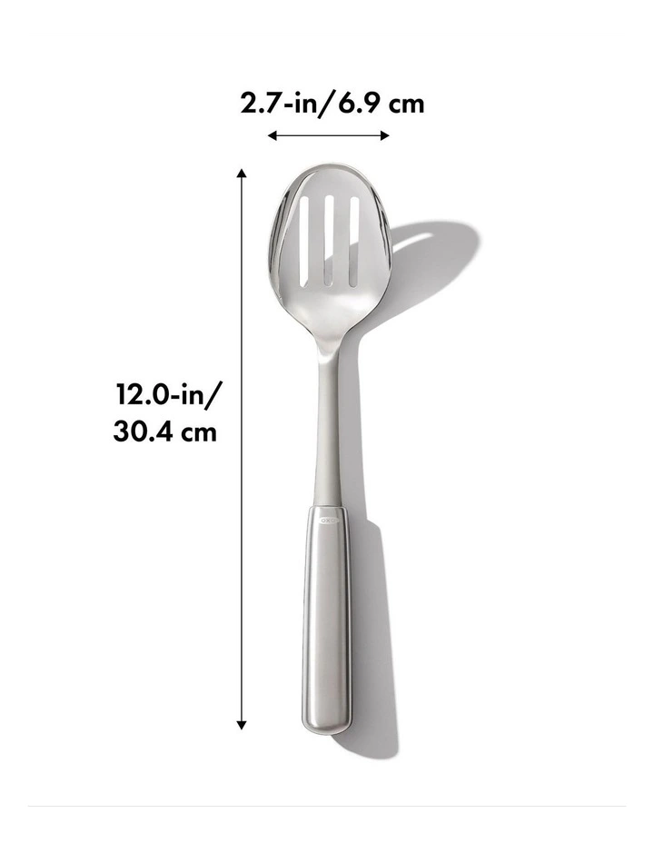 Steel Slotted Cooking Spoon in Silver image 7