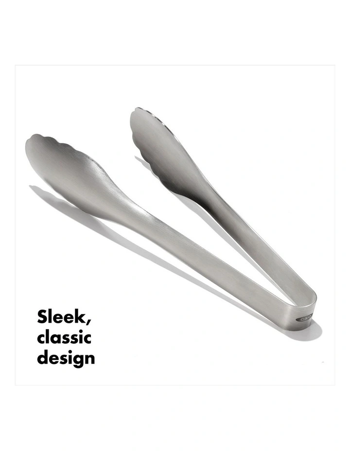 Steel Serving Tongs in Silver image 3