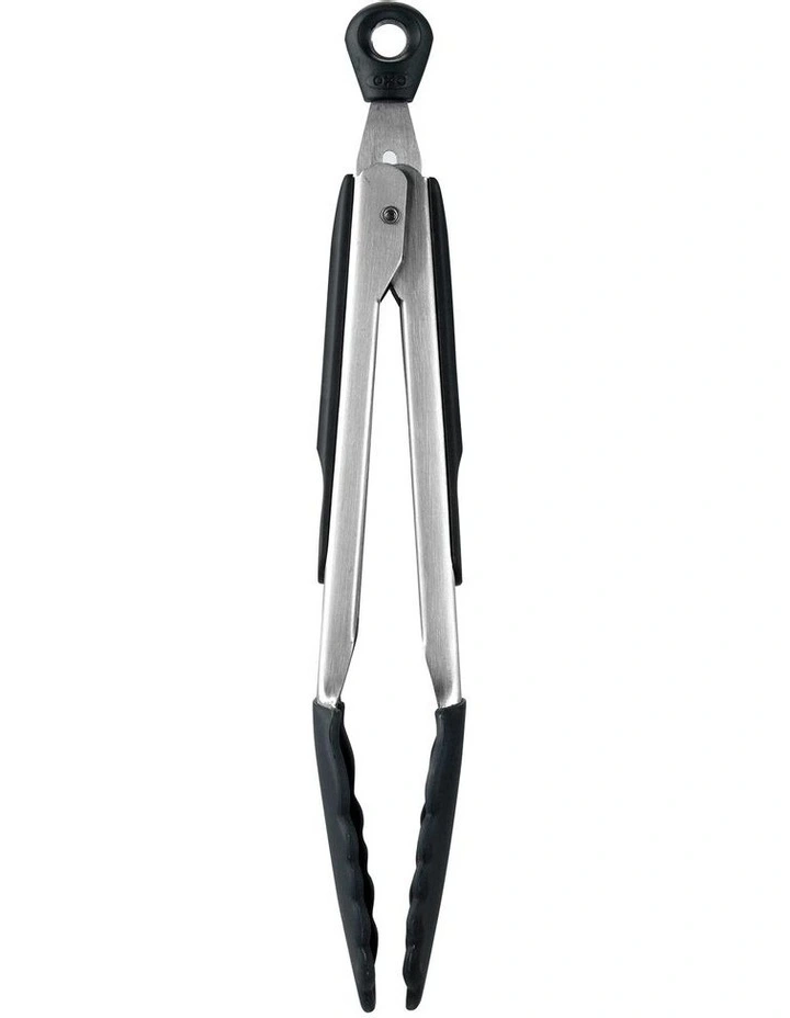 Tongs with Silicone Heads 23cm in Black image 1
