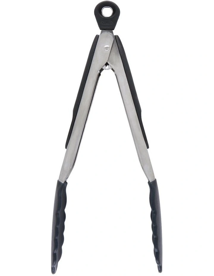Tongs with Silicone Heads 23cm in Black image 2