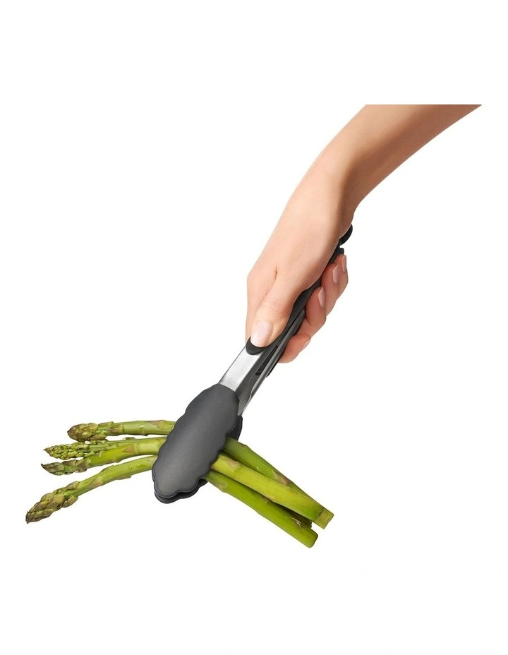 Tongs with Silicone Heads 23cm in Black image 4