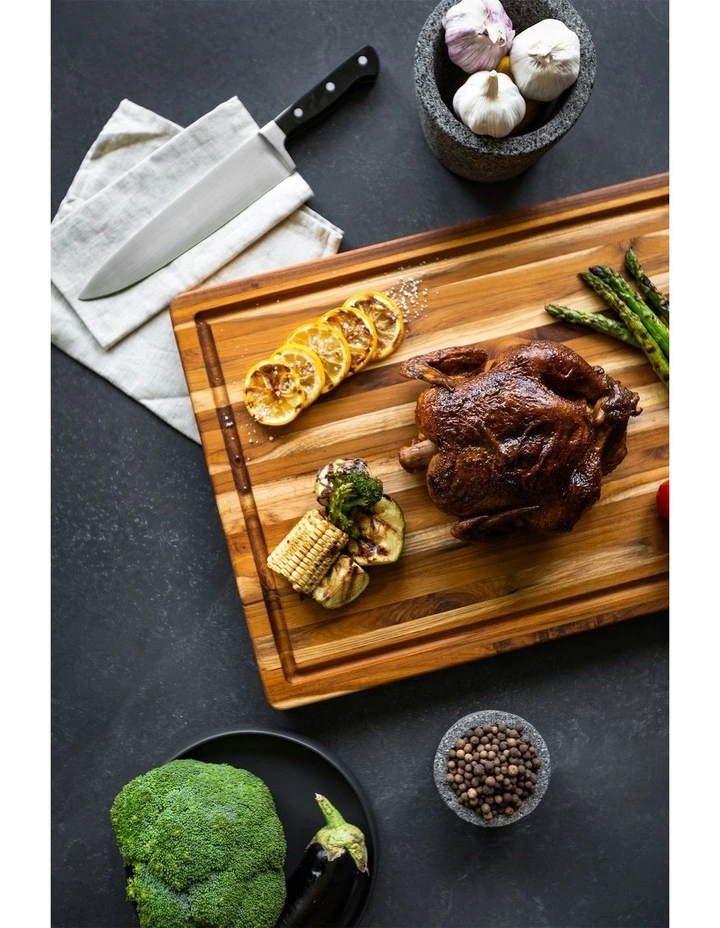 Traditional Cutting Board with Juice Canal Large in Brown image 4