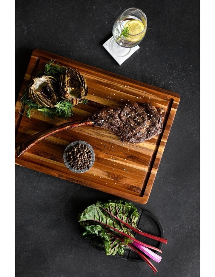 Traditional Cutting Board with Juice Canal Large in Brown image 5