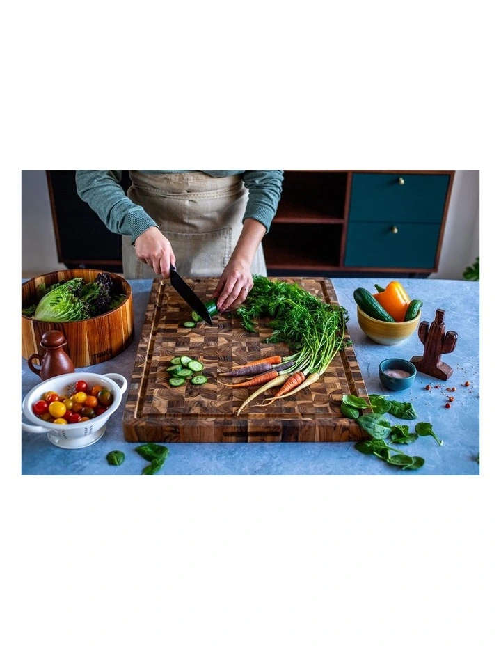 Butcher Block Carving And Cutting Reversable Board in Brown image 2