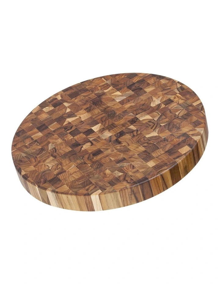 Butcher Block Round Serving & Cutting Board in Brown image 1