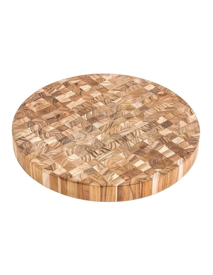 Butcher Block Round Serving & Cutting Board in Brown image 2