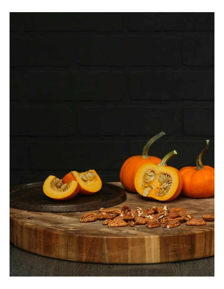 Butcher Block Round Serving & Cutting Board in Brown image 3