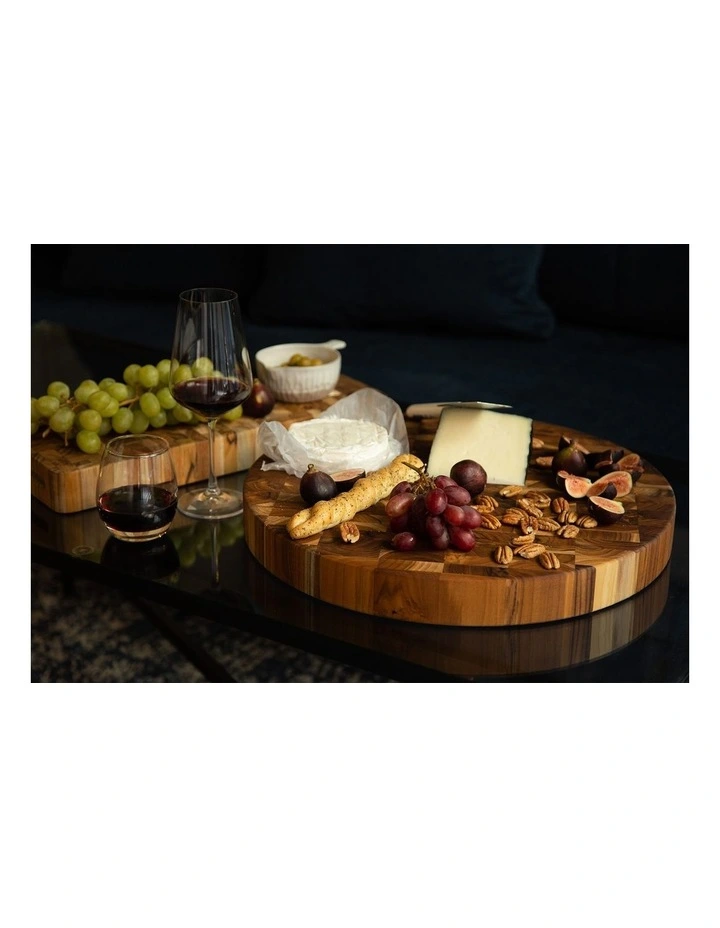 Butcher Block Round Serving & Cutting Board in Brown image 4