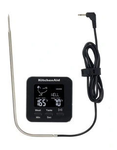 Digital Probe Thermometer with Timer in Black