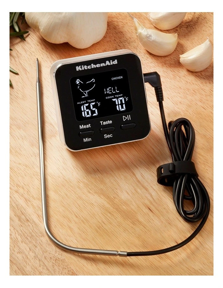 Digital Probe Thermometer with Timer in Black image 2
