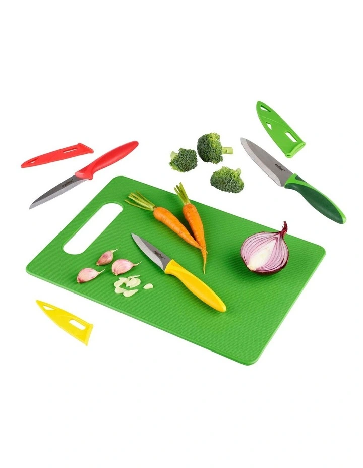 Chopping Board & 3 Piece Knife Set Green image 2