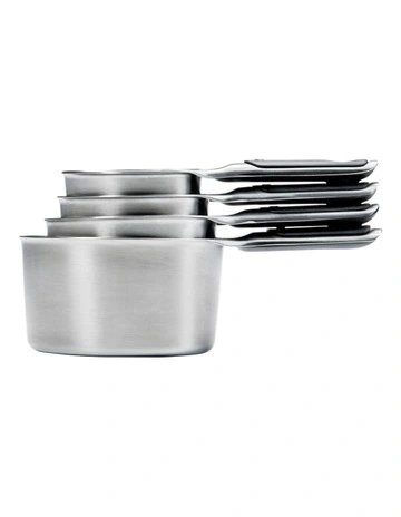 4 Piece Stainless Steel Measuring Cup Set in Silver