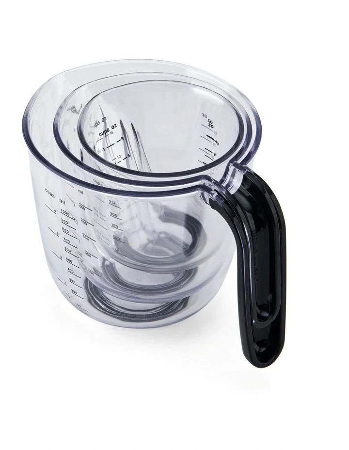 Set of 3 Angled Measuring Jugs in Onyx Black image 2