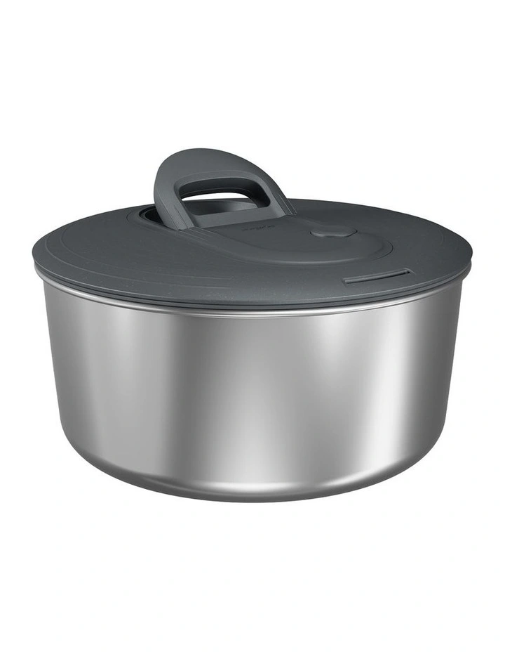 Stainless Steel Easy Spin Small Salad Spinner in Grey image 1