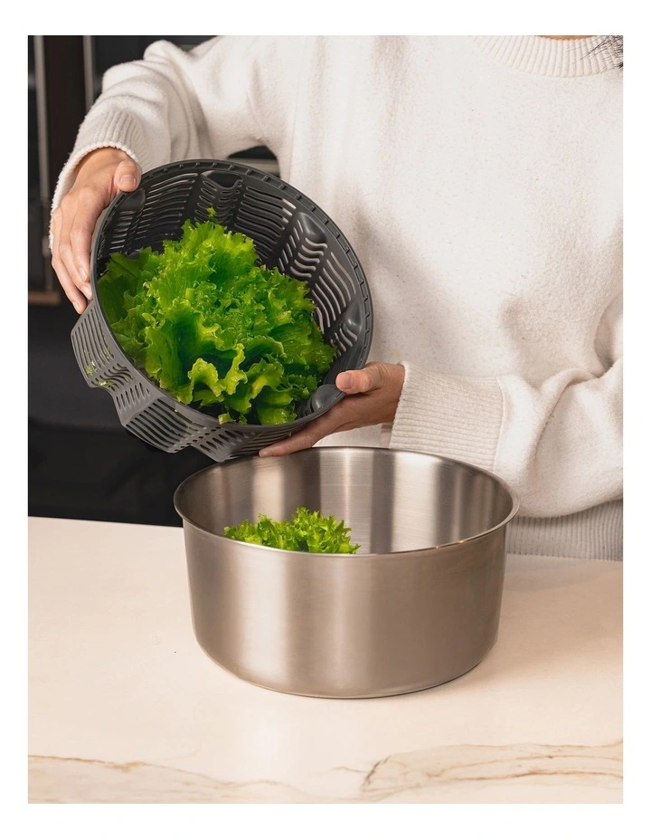 Stainless Steel Large Salad Spinner in Grey image 7